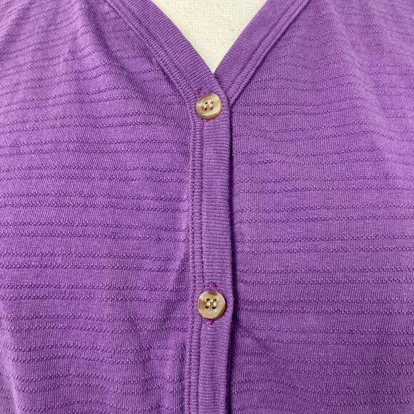 REI Cotton Purple Button Front Textured Top Shirt Medium Short Sleeves Sporty - Picture 6 of 11